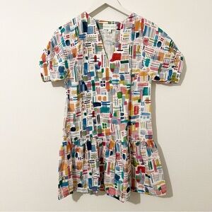 Brooke Wright Lucy Dress Multicolor Linen Blend Shift Size XS